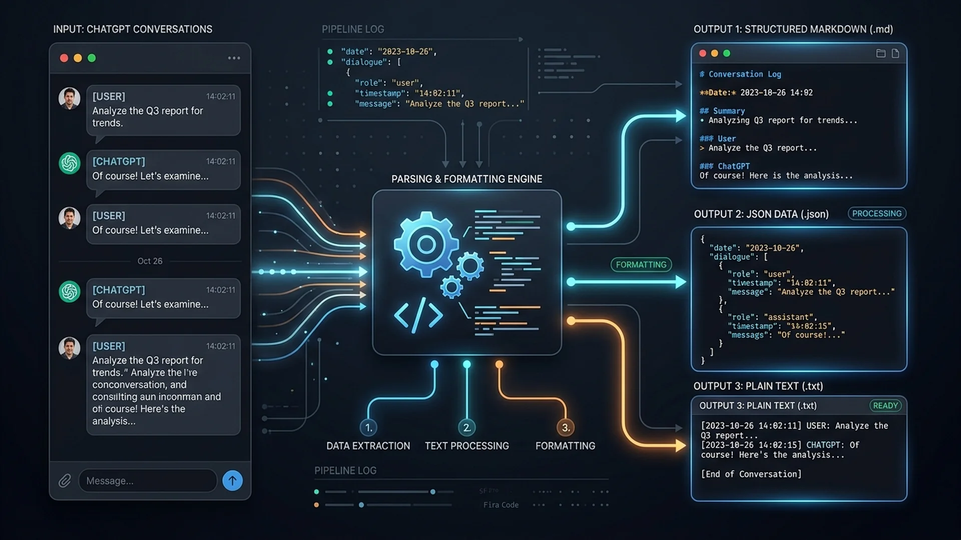 A practical guide to exporting ChatGPT conversations and converting them into clean Markdown, JSON, TXT or ZIP files without uploading them to another server.
